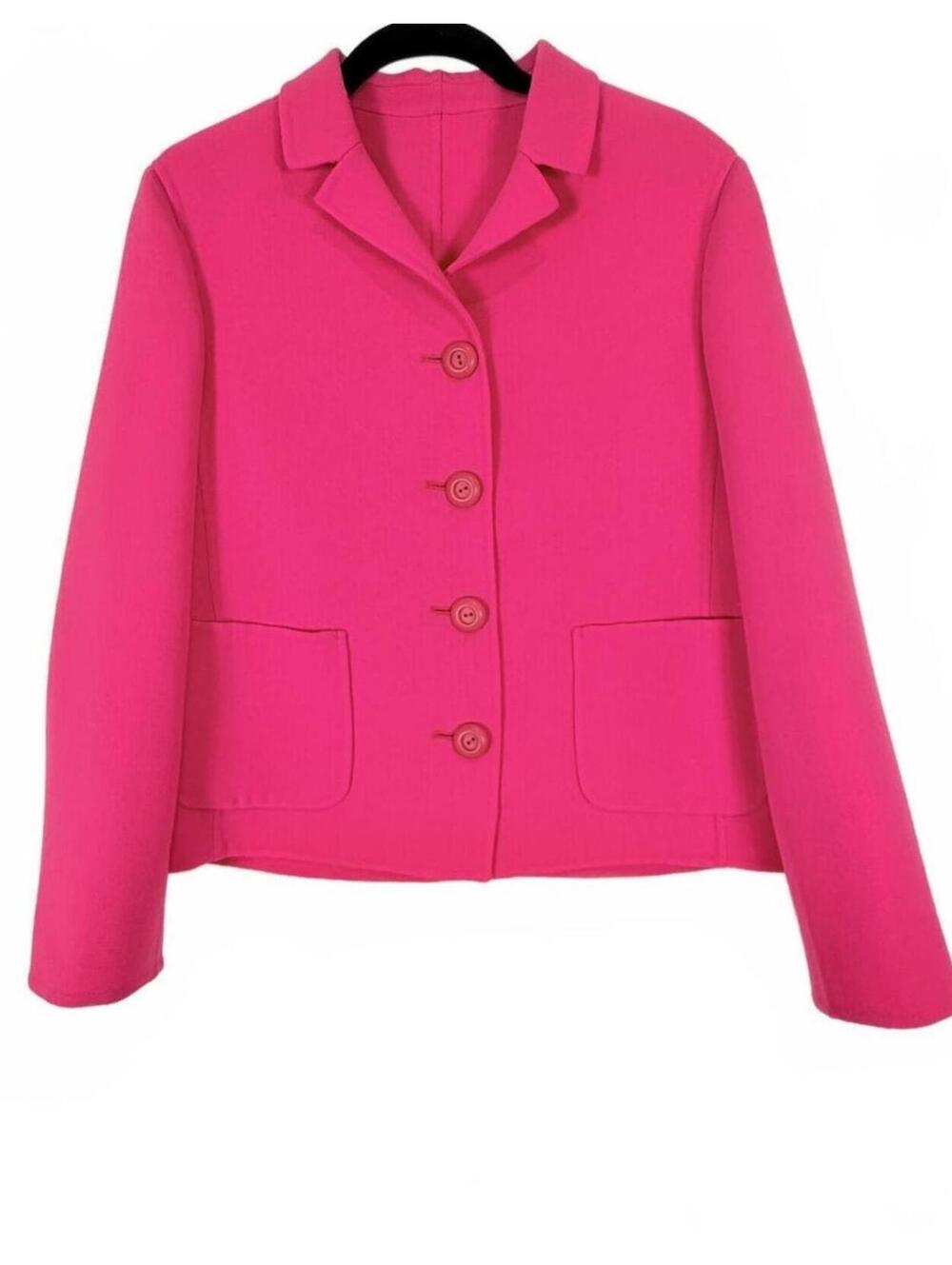 Prada Pink 2 Piece Skirt Suit Single Breasted Boxy Blazer & Skirt  IT 42 US 6